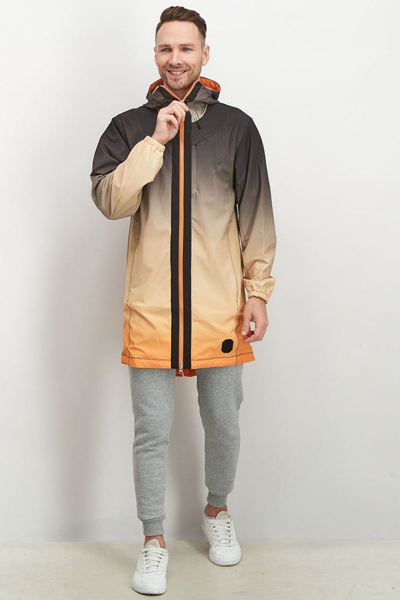 PUMA Men Hooded Full Zip Brand Logo Sports Jacket, Orang and Black - Image 2